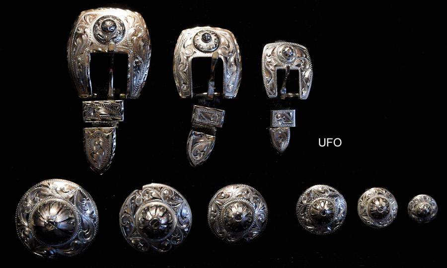 UFO silver plate buckle and concho collection