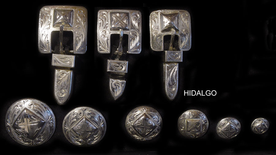 Hidalgo silver plate buckle and concho collection