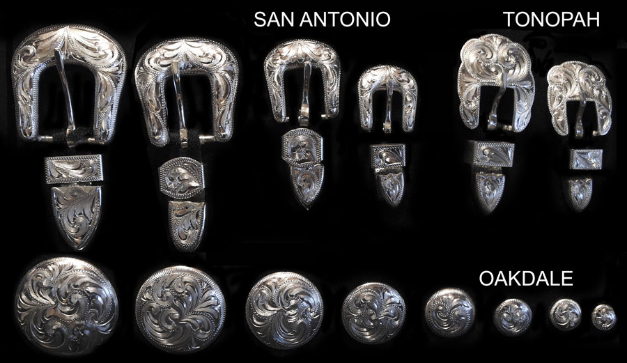 San Antonio, Tonopah, and Oakdale silver plate buckle and concho collection