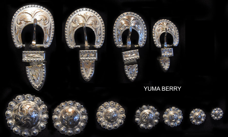 Silver plate buckle and concho patterns: Yuma and Berry